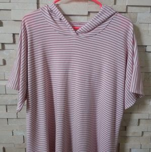 Maternity hooded striped top